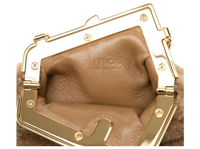 Borsa Charm Fendi First Nano in shearling beige Fendi - vista 4