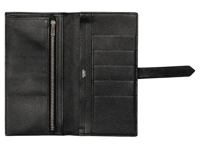 Hermès Bearn Soufflet Geldbörse lang aus Epsom Schwarz - Ansicht 4