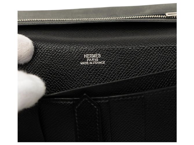 Hermès Bearn Soufflet Geldbörse lang aus Epsom Schwarz - Ansicht 5