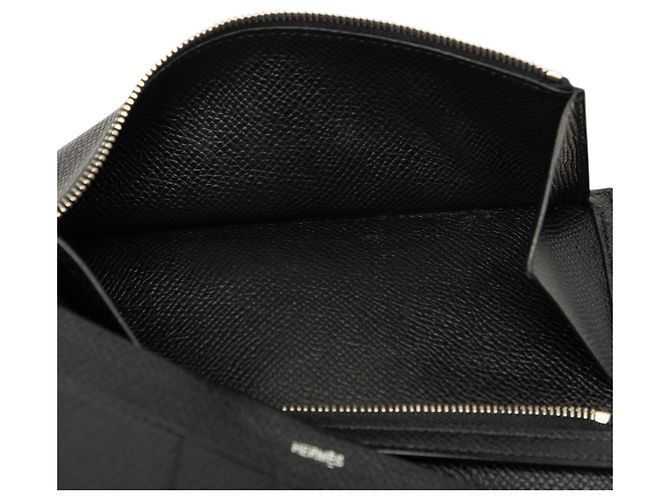 Hermès Bearn Soufflet Geldbörse lang aus Epsom Schwarz - Ansicht 6