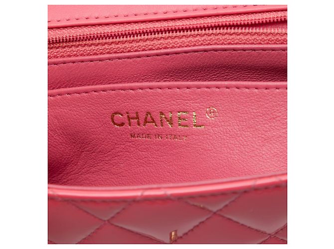 Borsa a tracolla Chanel Mini Square Classic in vernice rosa con patta singola - vista 5