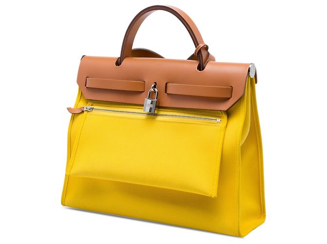 Borsa Satchel Hermès Toile Herbag Zip 31 Gialla Giallo - vista 2