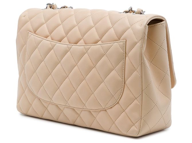Borsa a tracolla Chanel Jumbo Classic Single Flap in pelle d'agnello marrone - vista 2
