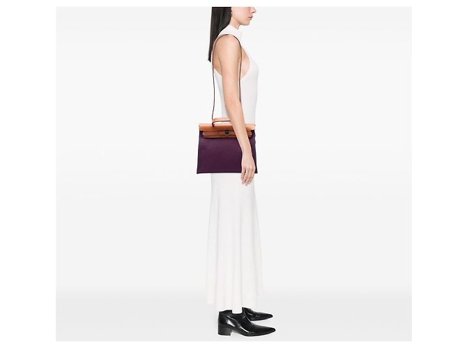 Borsa Hermès Toile Herbag Zip 31 viola Porpora - vista 6