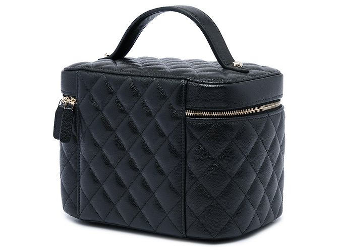 Vanity Beauty Case Chanel Medium CC Quilted Caviar Nero - vista 2