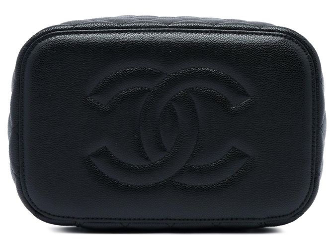 Vanity Beauty Case Chanel Medium CC Quilted Caviar Nero - vista 3