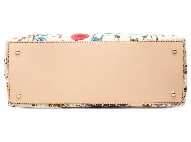 Bamboo Borsa Gucci Flora in tela bianca con bambù Bianco - vista 3