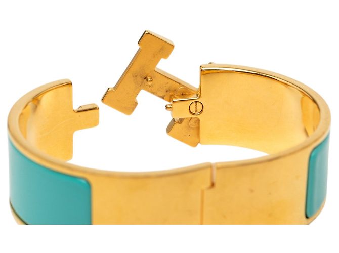 Bracciale Clic H PM largo in smalto blu Hermès - vista 5