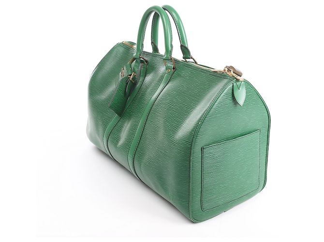 Borsa da viaggio Louis Vuitton Keepall 45 in pelle Epi Verde M42974 - vista 7