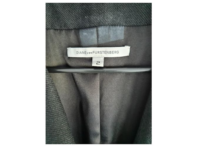 Abrigo largo Diane von Furstenberg con estampado abstracto Negro Gris - vista 2