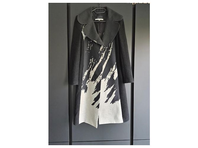 Abrigo largo Diane von Furstenberg con estampado abstracto Negro Gris - vista 4