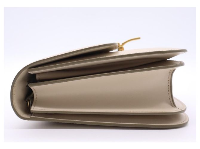 Céline Celine Box Borsa a Tracolla in Pelle Beige - vista 3