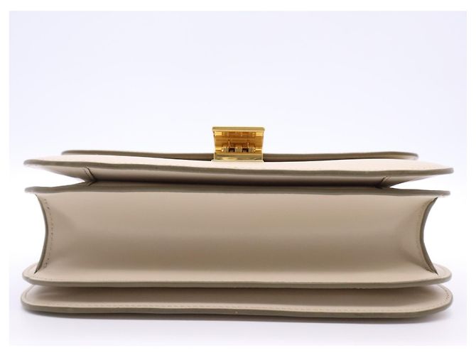Céline Celine Box Borsa a Tracolla in Pelle Beige - vista 4