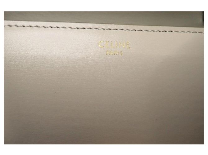 Céline Celine Box Borsa a Tracolla in Pelle Beige - vista 8