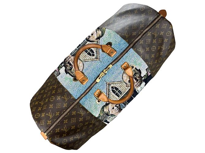 LOUIS VUITTON KEEPALL 60 - American Gothic (Grant Wood) Marrone Multicolore - vista 6