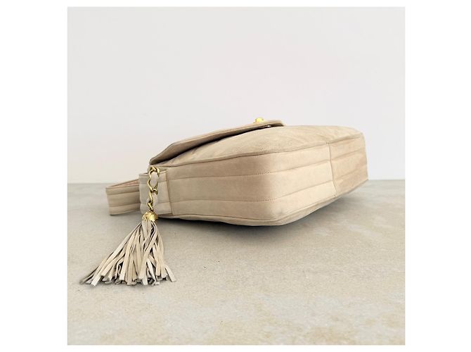 Chanel Chevron Tassel Camera Flap Bag (1994-1996) Beige - view 9