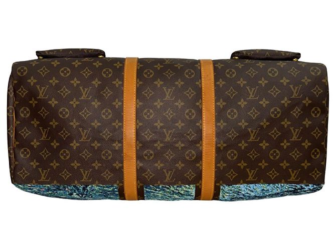 LOUIS VUITTON KEEPALL 60 - Starry Night Over the Rhône (Van Gogh) Marrone Blu Monogramma - vista 3
