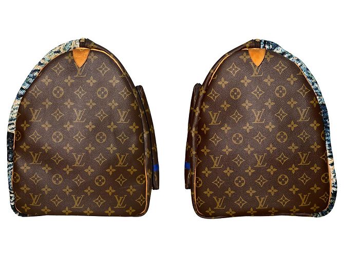 LOUIS VUITTON KEEPALL 60 - Starry Night Over the Rhône (Van Gogh) Marrone Blu Monogramma - vista 4