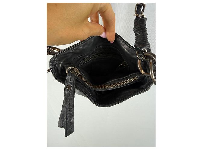 Autre Marque Borsa a tracolla in pelle Diesel Black Gold con decorazioni Nero - vista 6