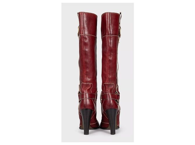 Dolce & Gabbana rote Lederstiefel runde Kappe Blockabsatz EU 37.5 Gebraucht - Ansicht 4