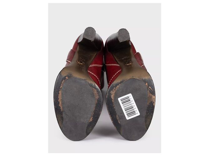 Dolce & Gabbana rote Lederstiefel runde Kappe Blockabsatz EU 37.5 Gebraucht - Ansicht 5