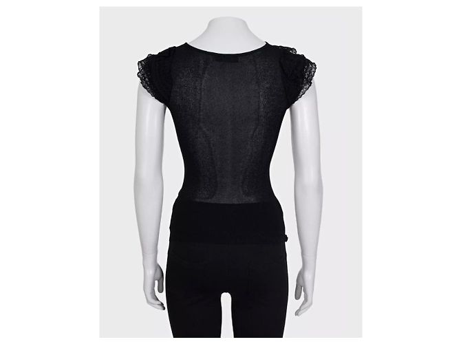 Top aderente Valentino con inserti in pizzo nero - Taglia S Usato - vista 3