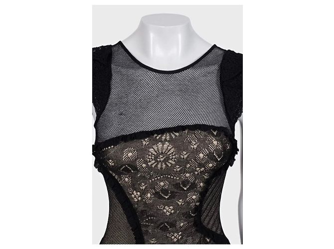 Top aderente Valentino con inserti in pizzo nero - Taglia S Usato - vista 4