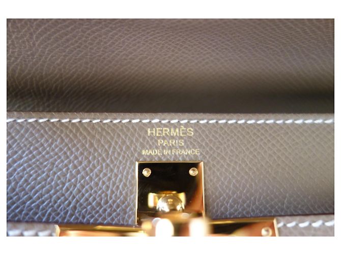 Hermès Kelly Sellier 25 Étoupe Beige Grigio - vista 14