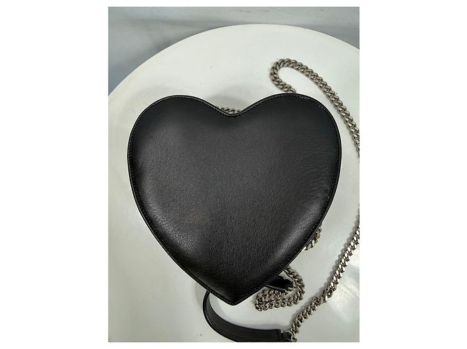 Autre Marque Borsa Saint Laurent in pelle nera a forma di cuore con stelle Nero - vista 4