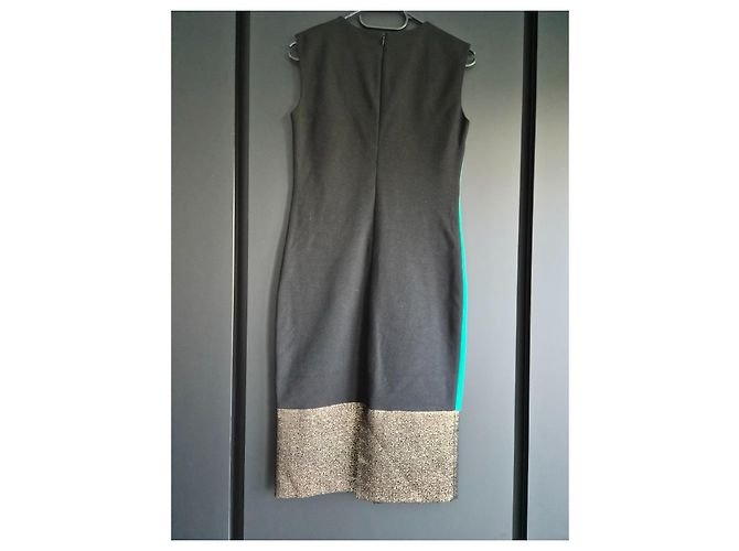 Diane Von Furstenberg Zweifarbiges Midikleid Schwarz Golden Grün - Ansicht 4