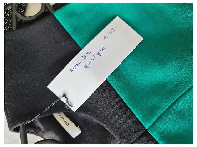 Diane Von Furstenberg Zweifarbiges Midikleid Schwarz Golden Grün - Ansicht 6