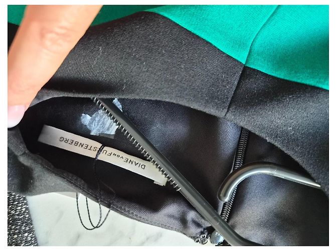 Diane Von Furstenberg Zweifarbiges Midikleid Schwarz Golden Grün - Ansicht 7