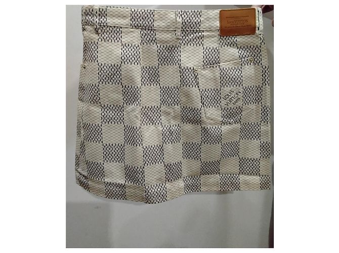 Minifalda de denim de algodón jacquard Damier Azur LOUIS VUITTON FR 40 NWT Blanco Damier ebene - vista 10