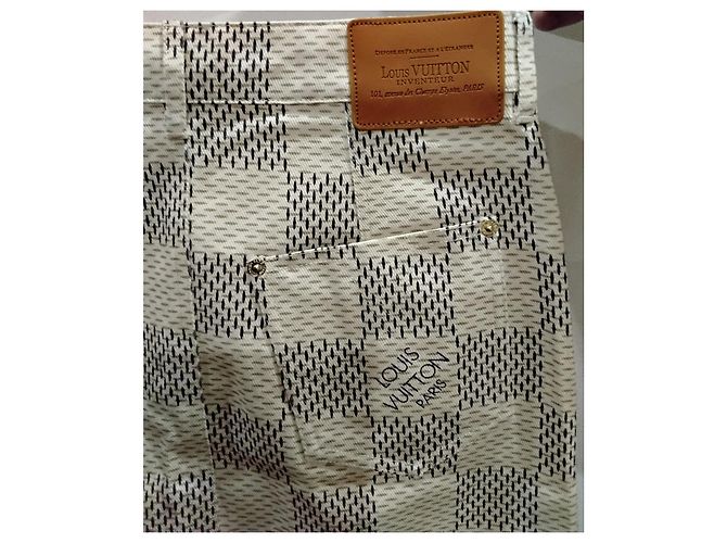 Minifalda de denim de algodón jacquard Damier Azur LOUIS VUITTON FR 40 NWT Blanco Damier ebene - vista 11