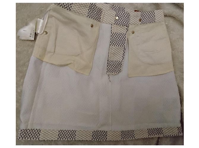 Minifalda de denim de algodón jacquard Damier Azur LOUIS VUITTON FR 40 NWT Blanco Damier ebene - vista 17