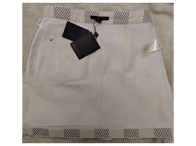 Minifalda de denim de algodón jacquard Damier Azur LOUIS VUITTON FR 40 NWT Blanco Damier ebene - vista 18