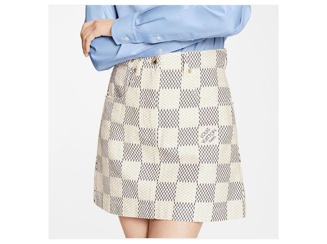 Minifalda de denim de algodón jacquard Damier Azur LOUIS VUITTON FR 40 NWT Blanco Damier ebene - vista 2