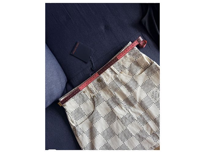 Minifalda de denim de algodón jacquard Damier Azur LOUIS VUITTON FR 40 NWT Blanco Damier ebene - vista 4