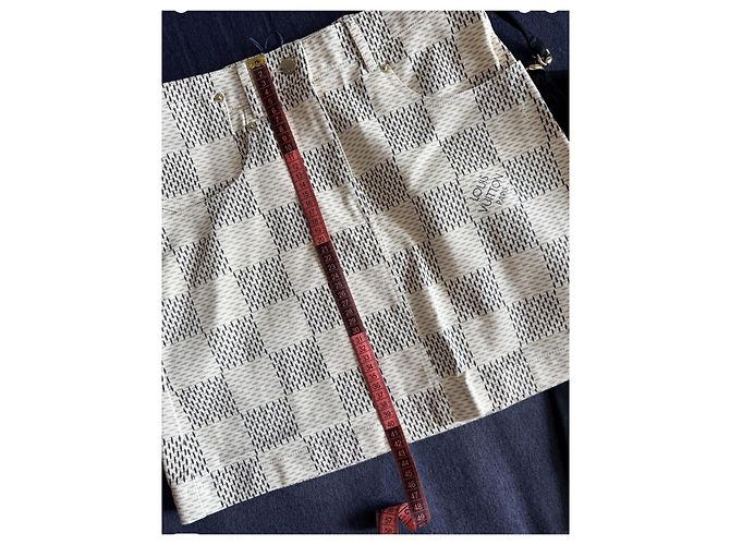 Minifalda de denim de algodón jacquard Damier Azur LOUIS VUITTON FR 40 NWT Blanco Damier ebene - vista 5