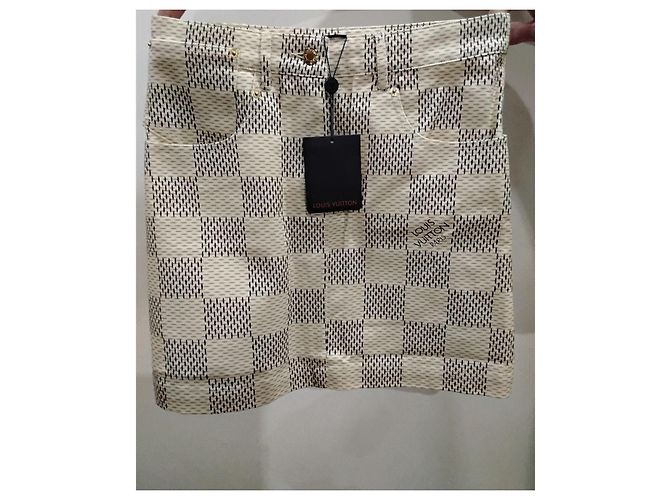Minifalda de denim de algodón jacquard Damier Azur LOUIS VUITTON FR 40 NWT Blanco Damier ebene - vista 7