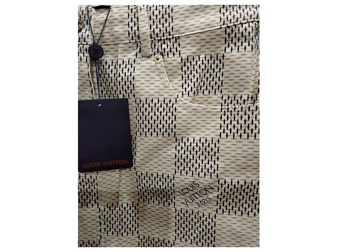 Minifalda de denim de algodón jacquard Damier Azur LOUIS VUITTON FR 40 NWT Blanco Damier ebene - vista 9