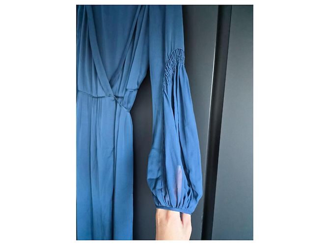 Diane Von Furstenberg Langes blaues Wickelkleid - Ansicht 2