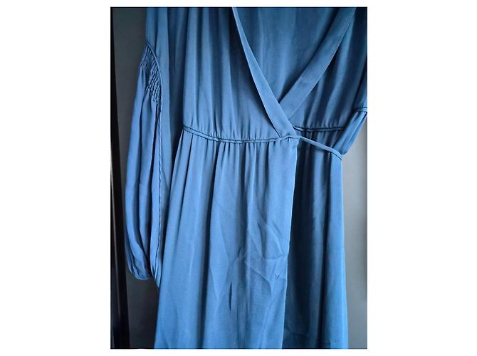 Diane Von Furstenberg Langes blaues Wickelkleid - Ansicht 3