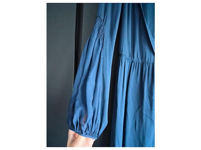 Diane Von Furstenberg Langes blaues Wickelkleid - Ansicht 4