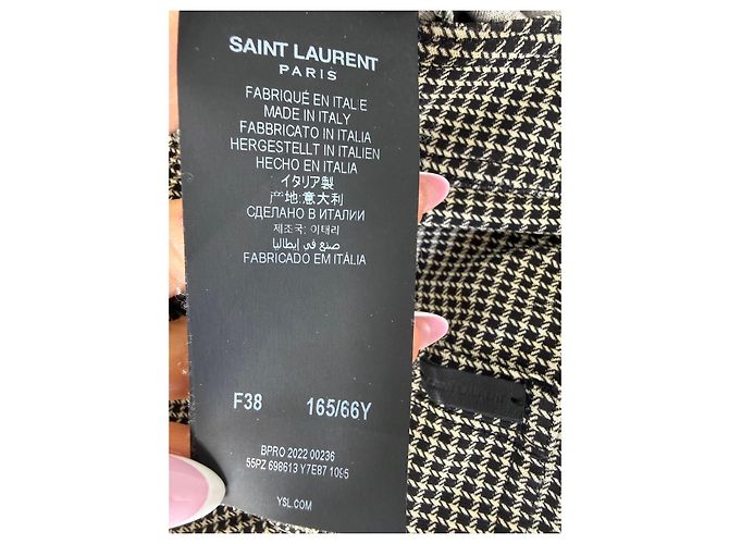 Autre Marque Pantalones de pata de gallo Saint Laurent Castaño Negro - vista 5