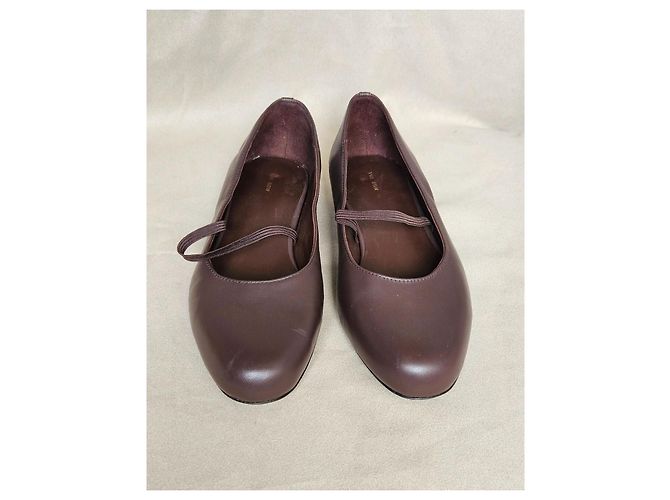The Row Ballerine Mary Jane in pelle marrone - vista 2
