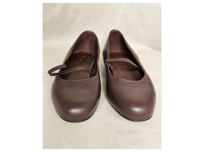 The Row Ballerine Mary Jane in pelle marrone - vista 3