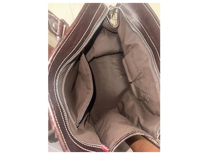 Borsa tote Gucci in tela beige e pelle marrone - vista 8