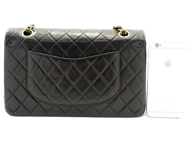 Borsa a tracolla con catena CHANEL Classic Double Flap 10" in pelle di agnello nera Nero - vista 3