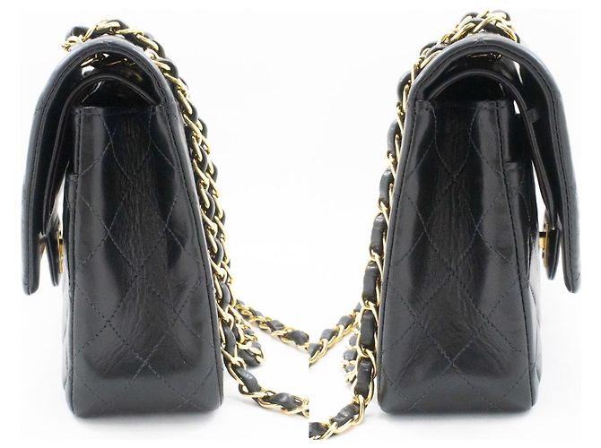 Borsa a tracolla con catena CHANEL Classic Double Flap 10" in pelle di agnello nera Nero - vista 5